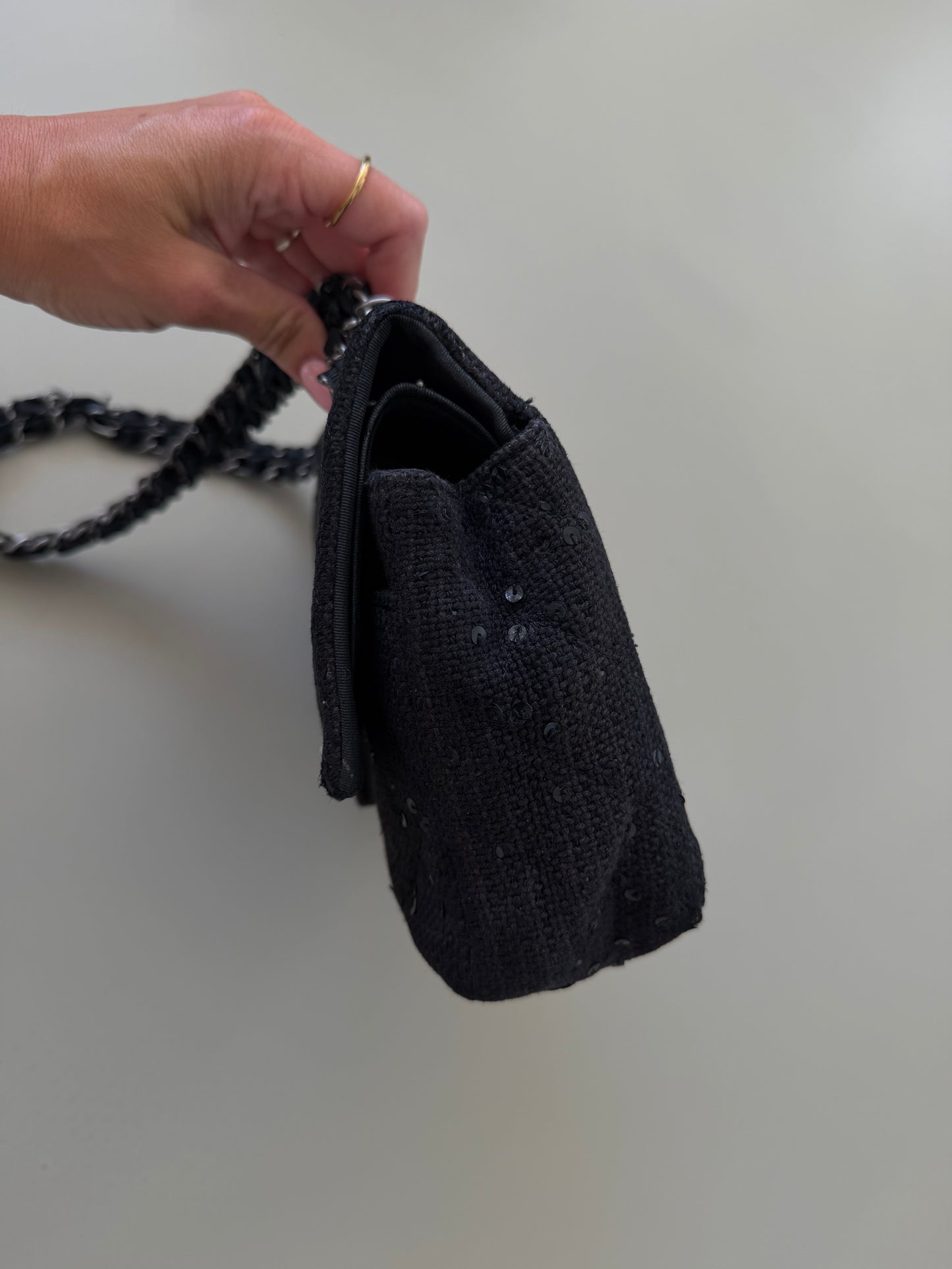 Chanel Tweed Sequin Flap Bag – Black SHW