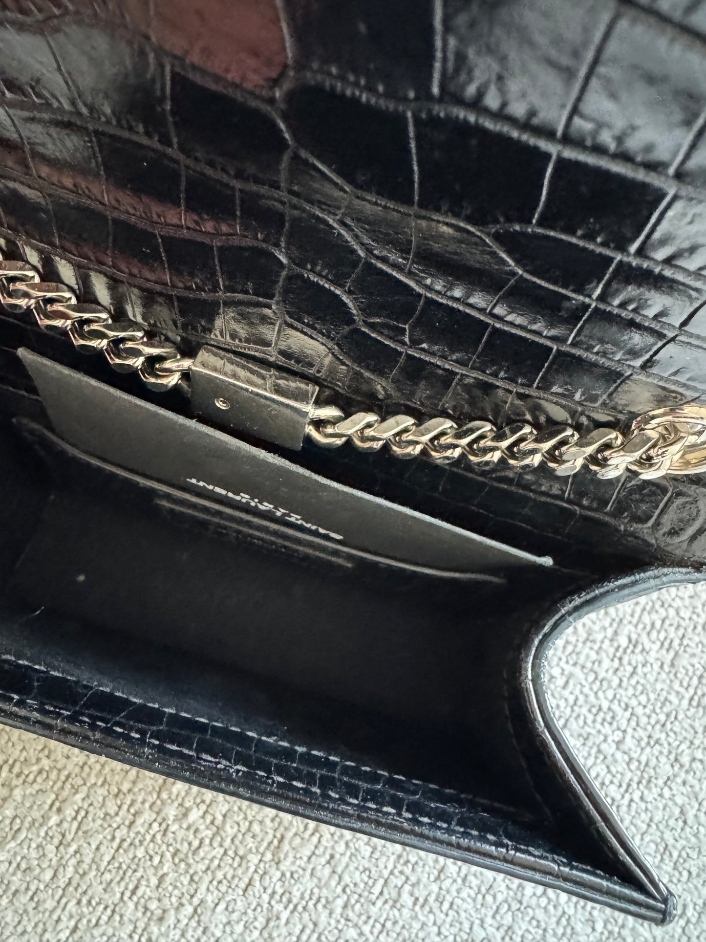 Saint Laurent Croc Kate Small Tassel Bag