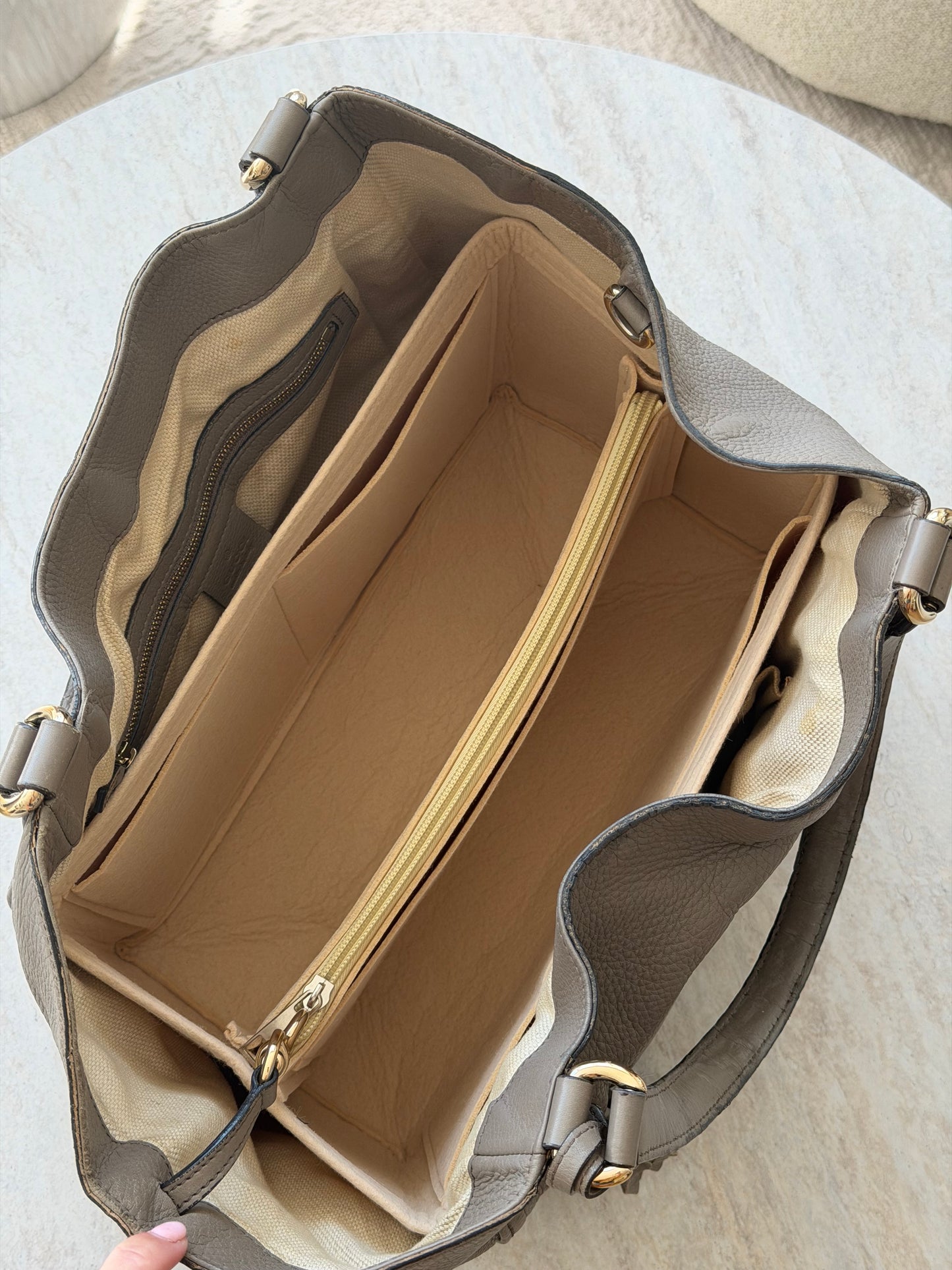 Gucci Soho Leather Taupe Tote