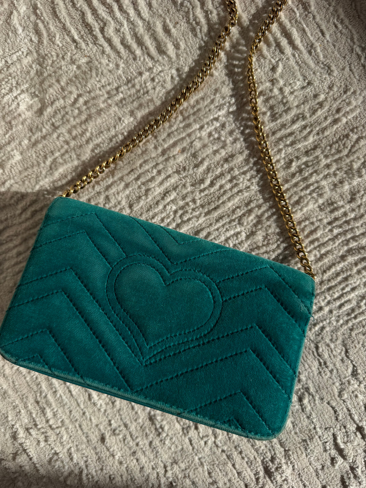 Gucci GG Marmont Chain Flap Wallet – Turquoise / Petrol Blue