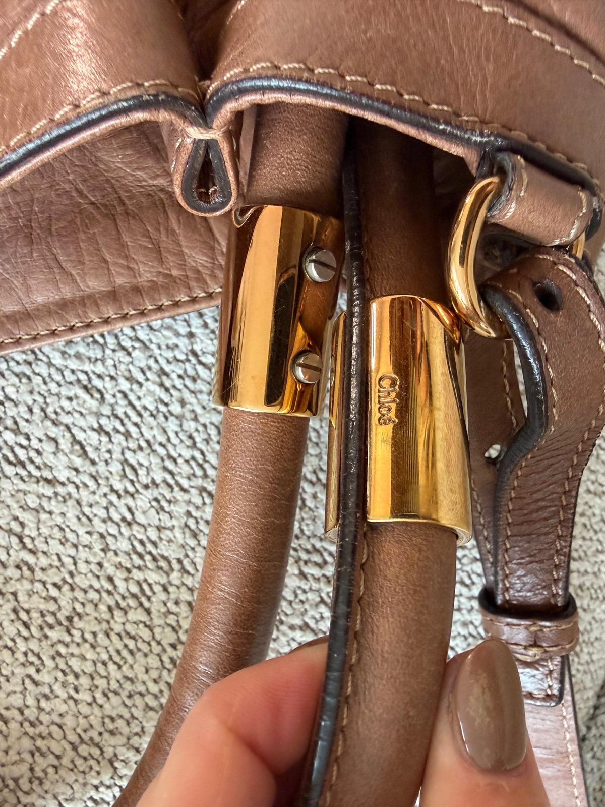 Chloé Brown Leather Handbag – Gold Hardware