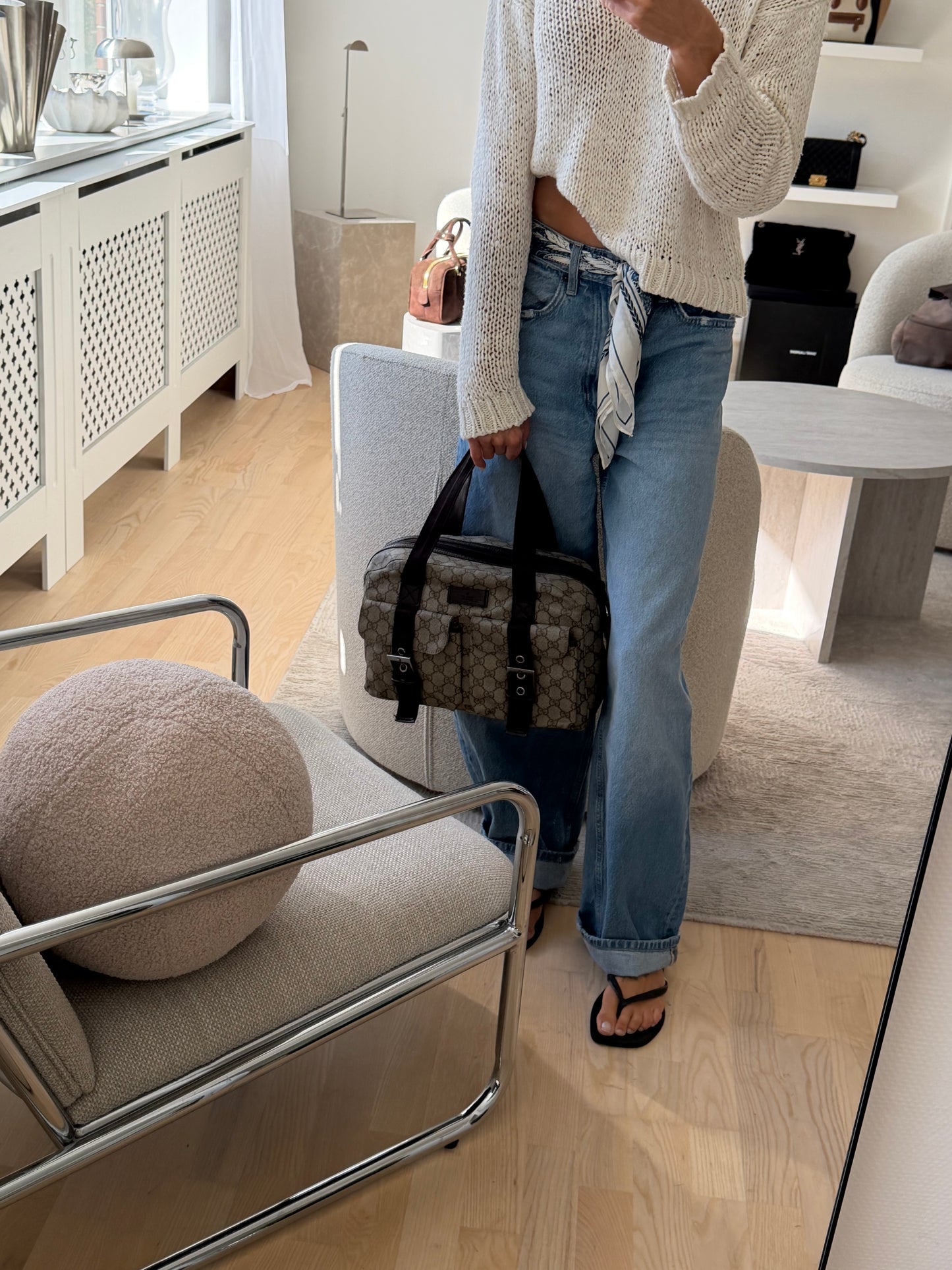 Gucci GG Supreme Boston Double Pocket Handbag