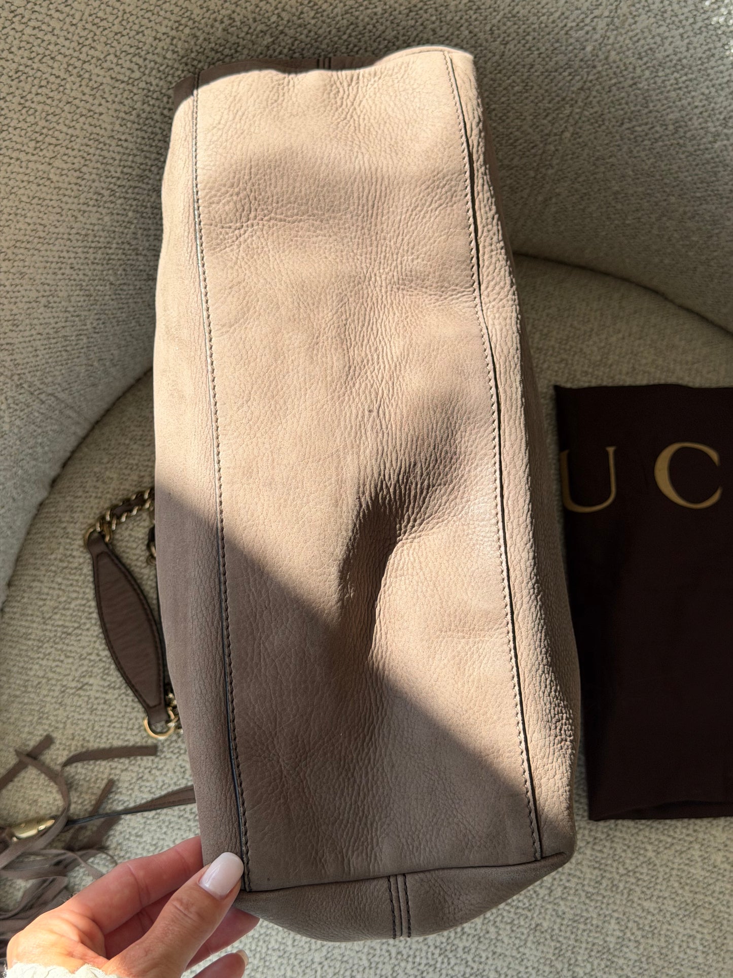 Gucci Soho Suede Tote- Taupe