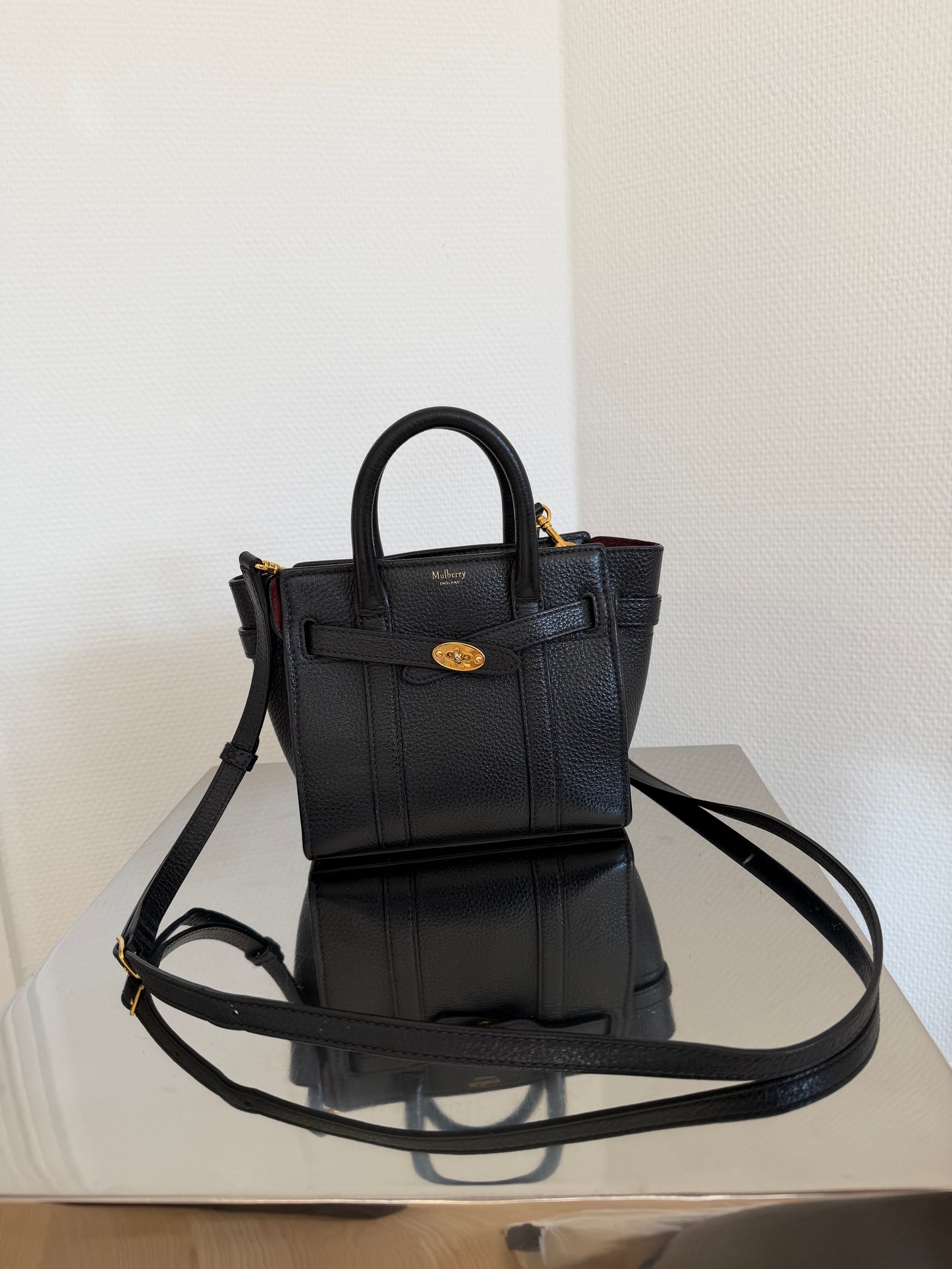 Mulberry Black Mini Zipped Bayswater