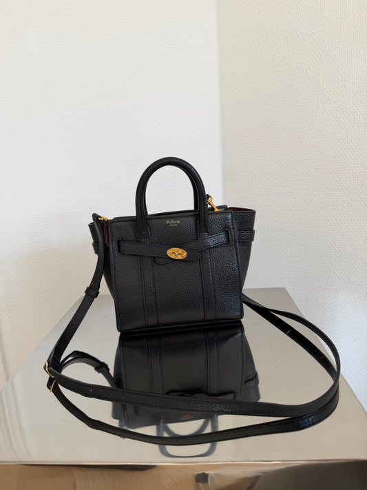 Mulberry Black Mini Zipped Bayswater