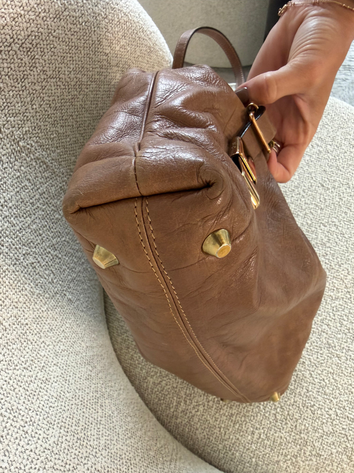 Chloé Brown Leather Handbag – Gold Hardware