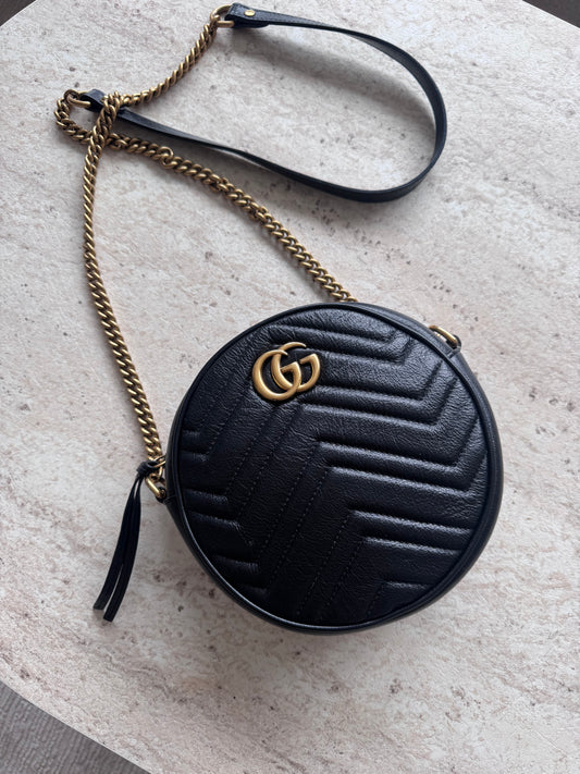 Gucci Round Marmont Black Crossbody