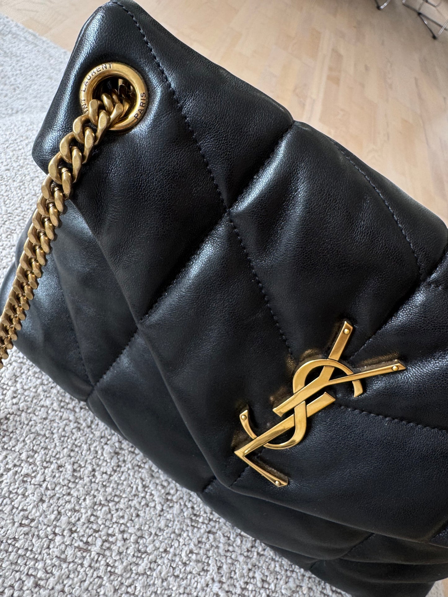 Saint Laurent Black Loulou Puffer Small