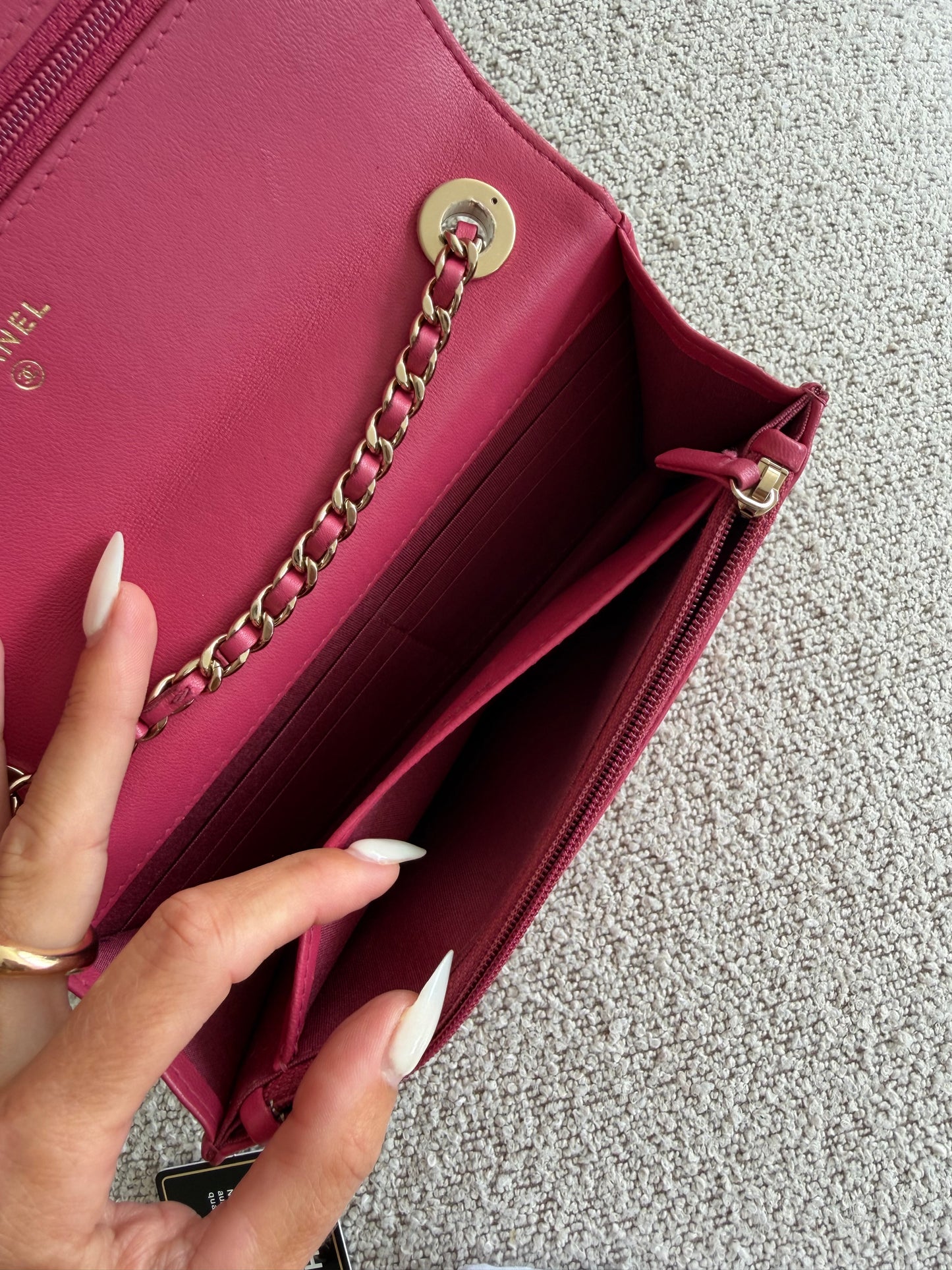 Chanel Trendy Chevron Wallet on Chain – Pink Lambskin
