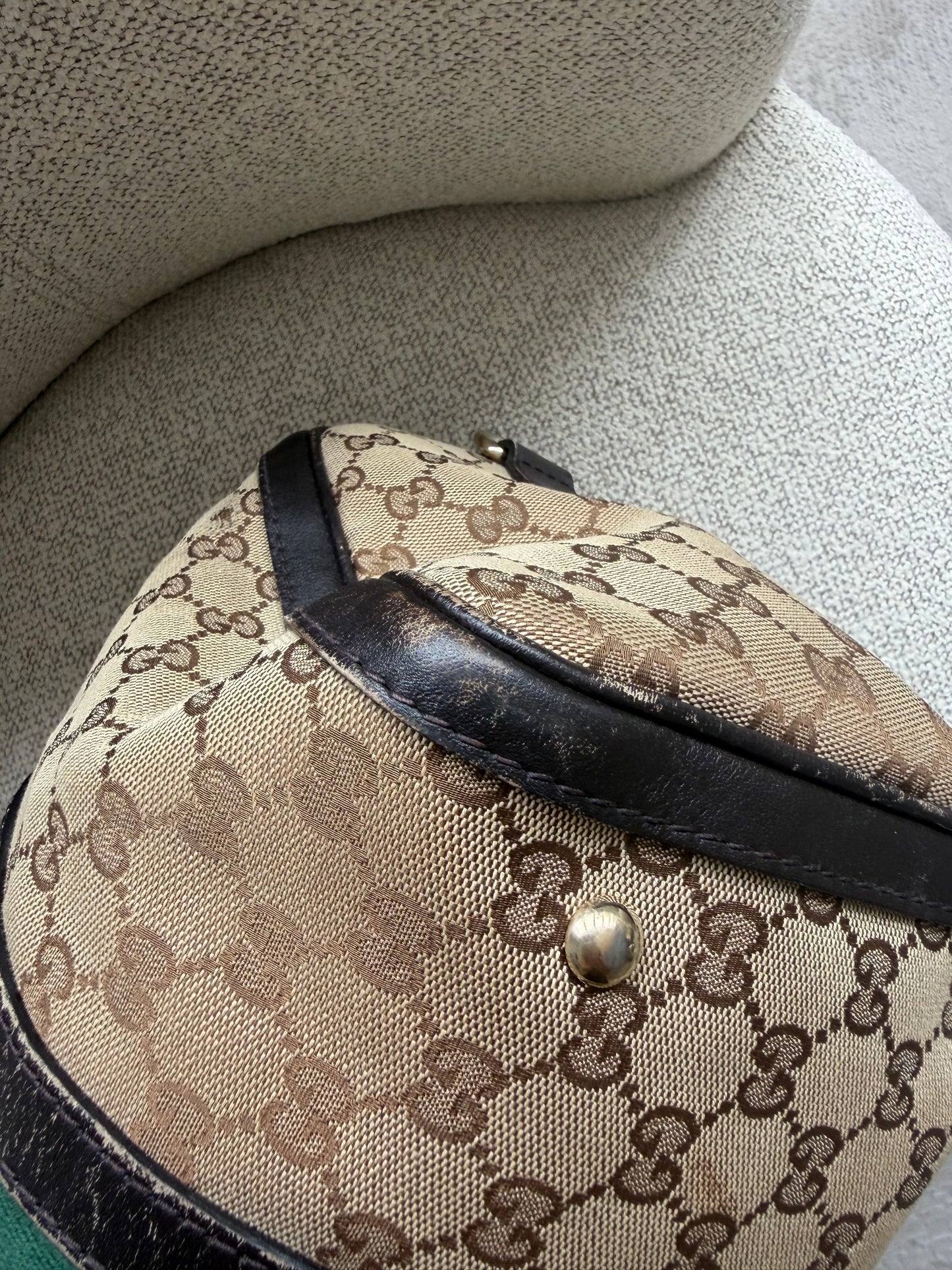 Gucci Monogram Boston – GG Canvas med Web Stripe