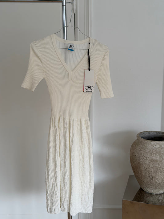 M Missoni cremefarvet strikkjole