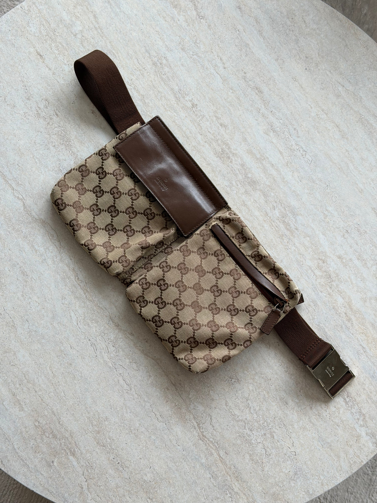 Gucci Vintage GG Canvas Belt Bag – Beige/Brown