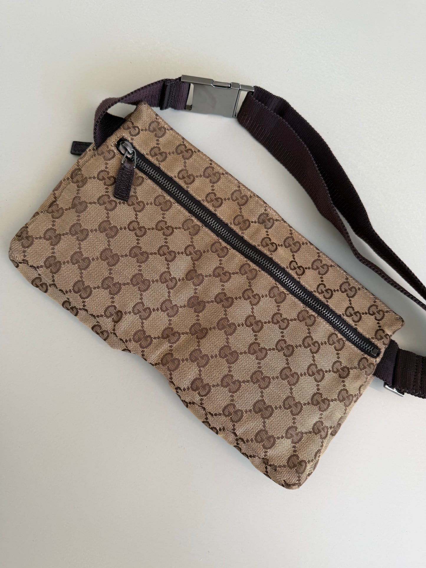 Gucci GG Brown canvas belt bag
