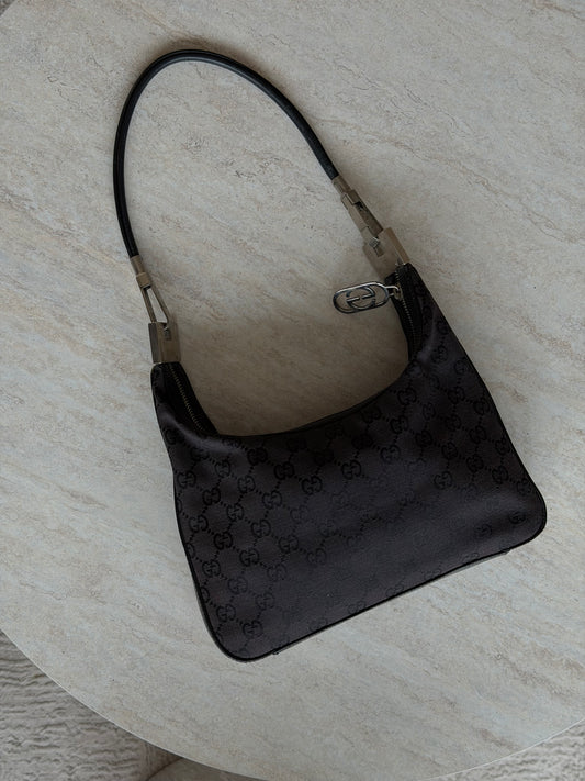 Gucci Vintage GG Canvas Shoulder Bag – Black