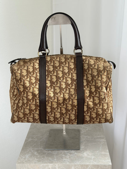 Dior Vintage Trotter Boston Brown Bag
