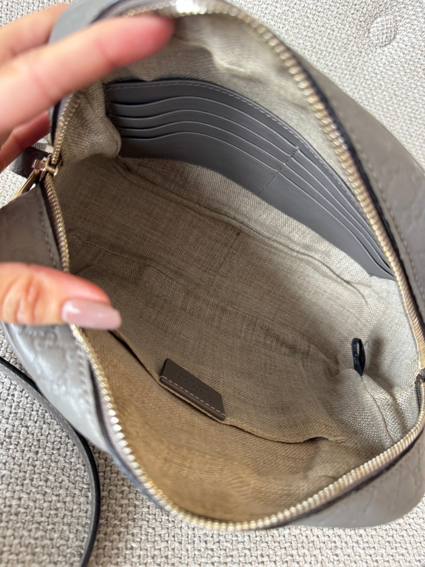 Gucci Taupe grey Guccisma Bree crossbody