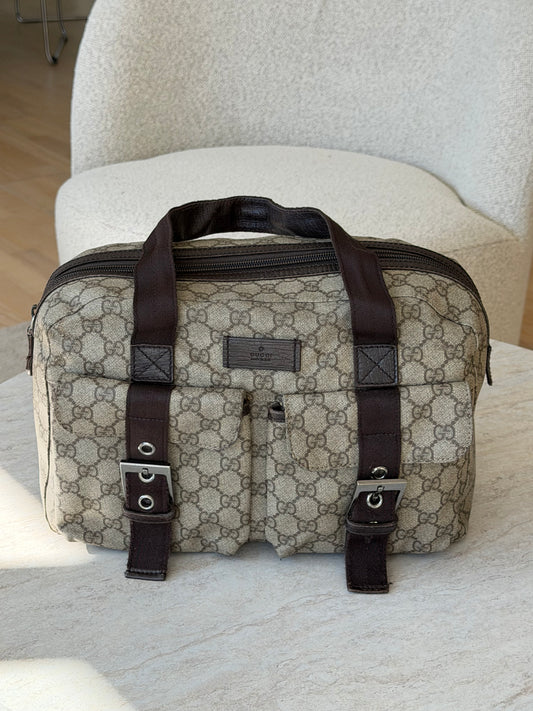 Gucci GG Supreme Boston Double Pocket Handbag