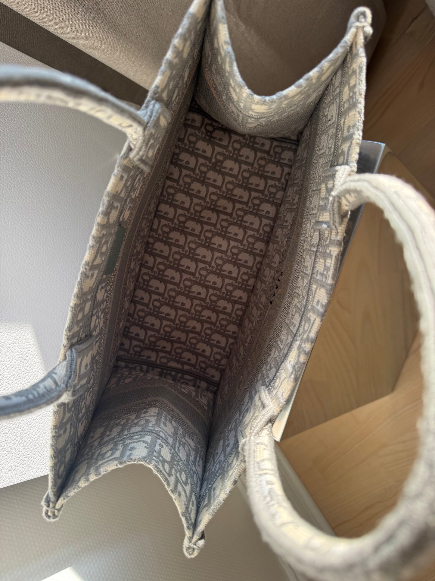 Dior Book Tote grey white