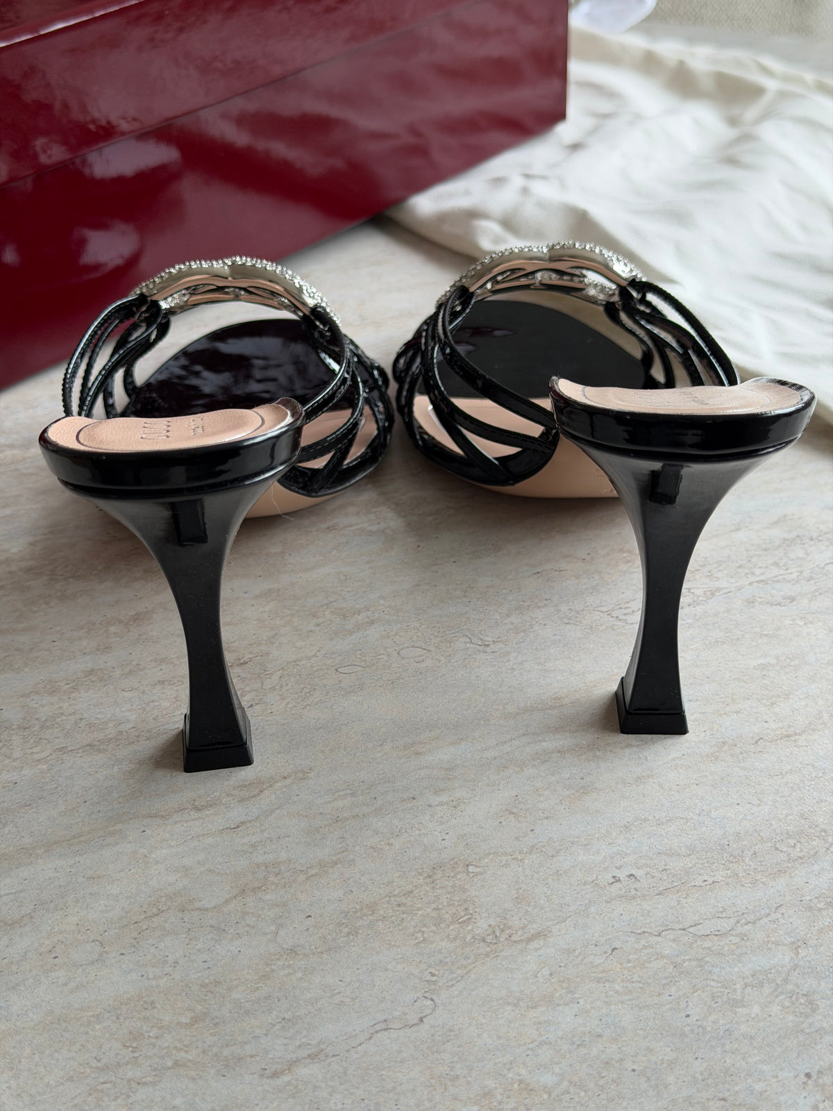 Gucci Crystal Double G Heeled Sandals – Black - 39,5
