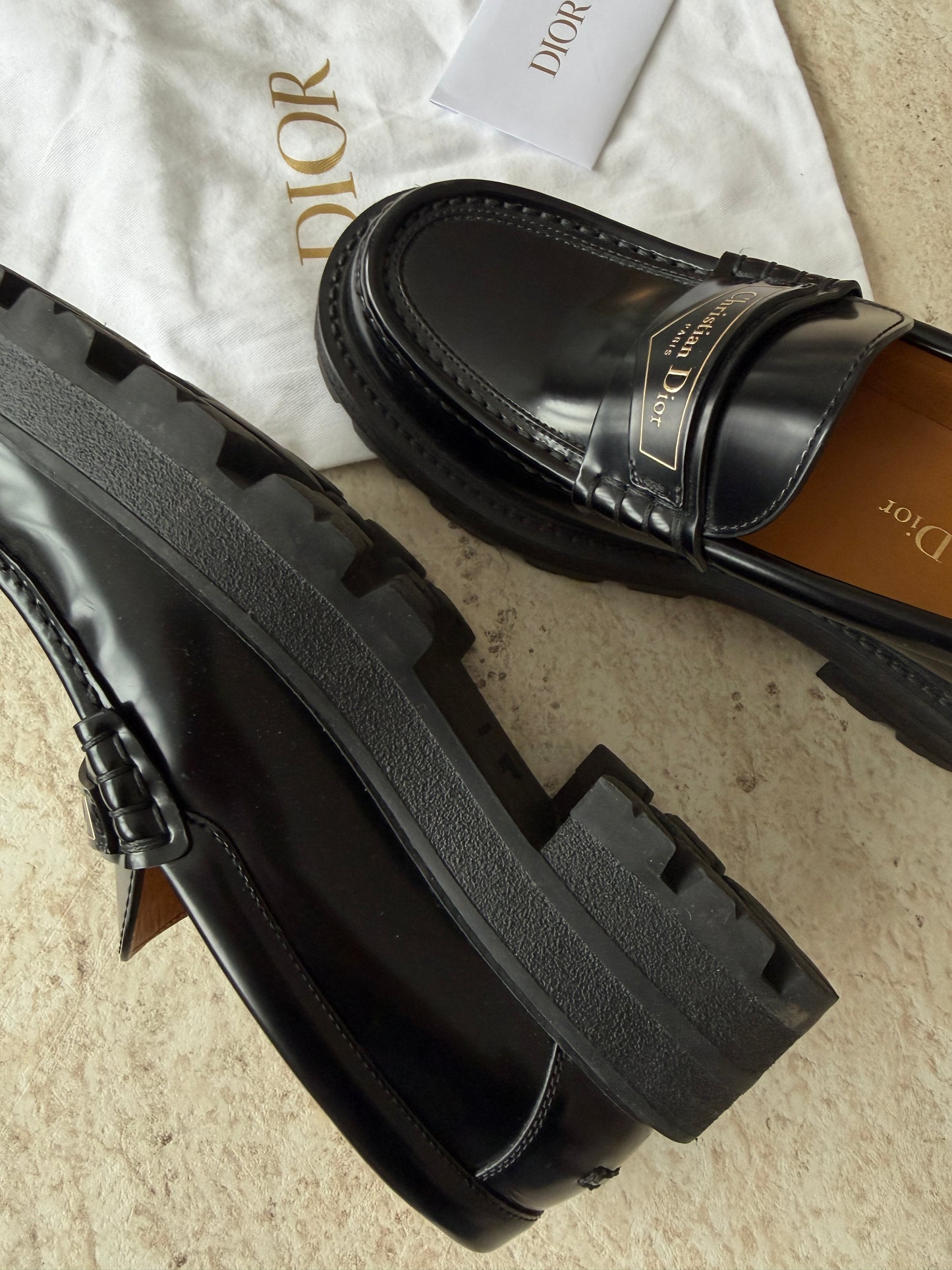 Christian Dior Black Leather Loafers