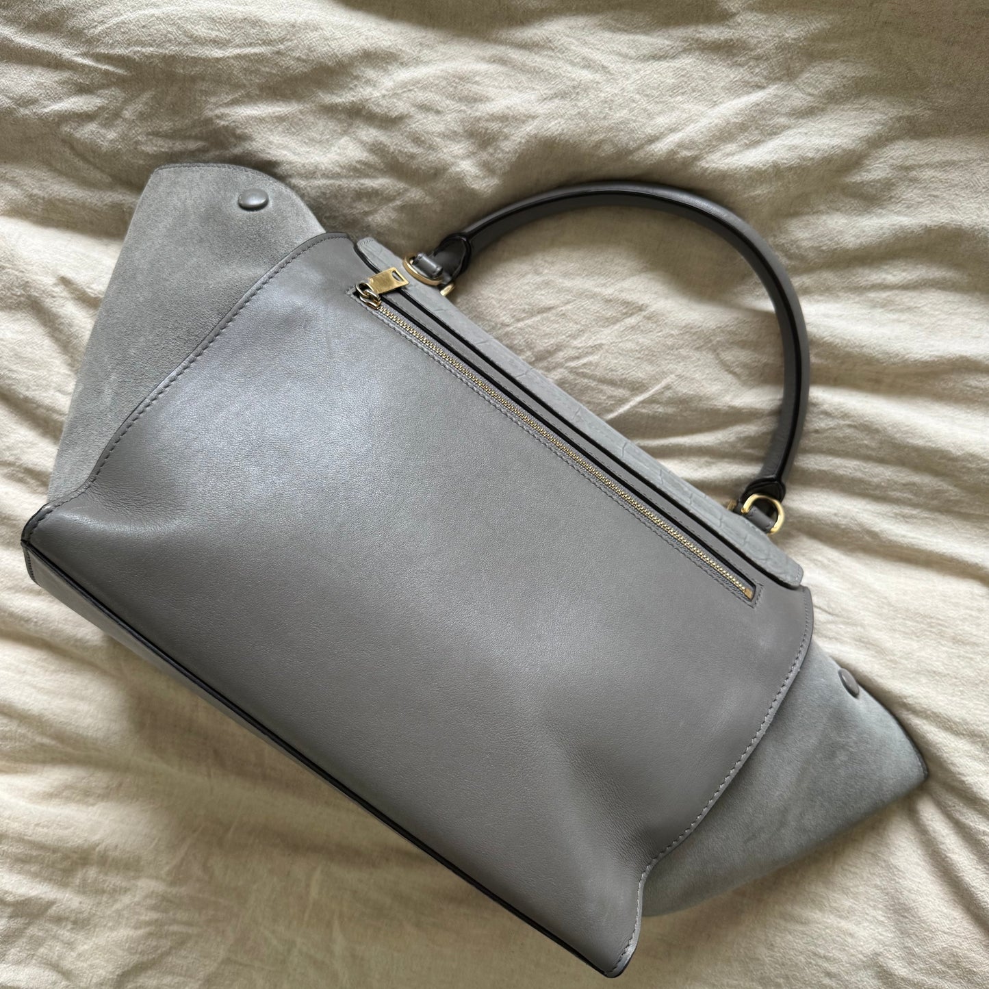 Celine Grey Croc Embossed Leather