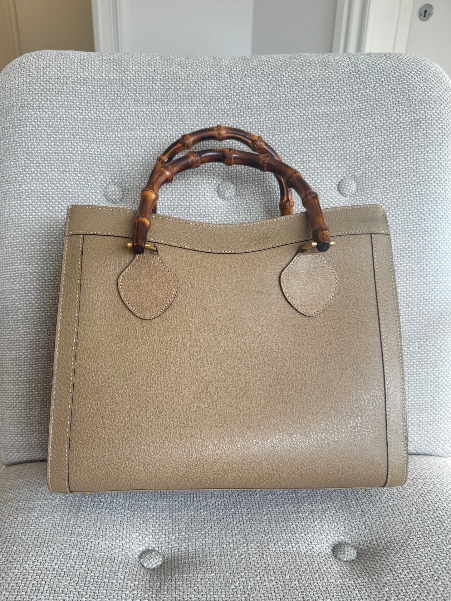 Gucci Diana Beige Bamboo Handbag