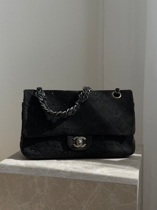 Chanel Tweed Sequin Flap Bag – Black SHW