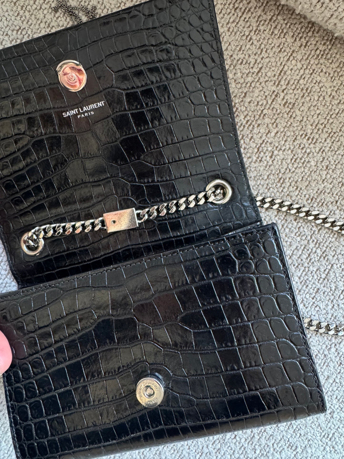 Saint Laurent Croc Kate Small Tassel Bag