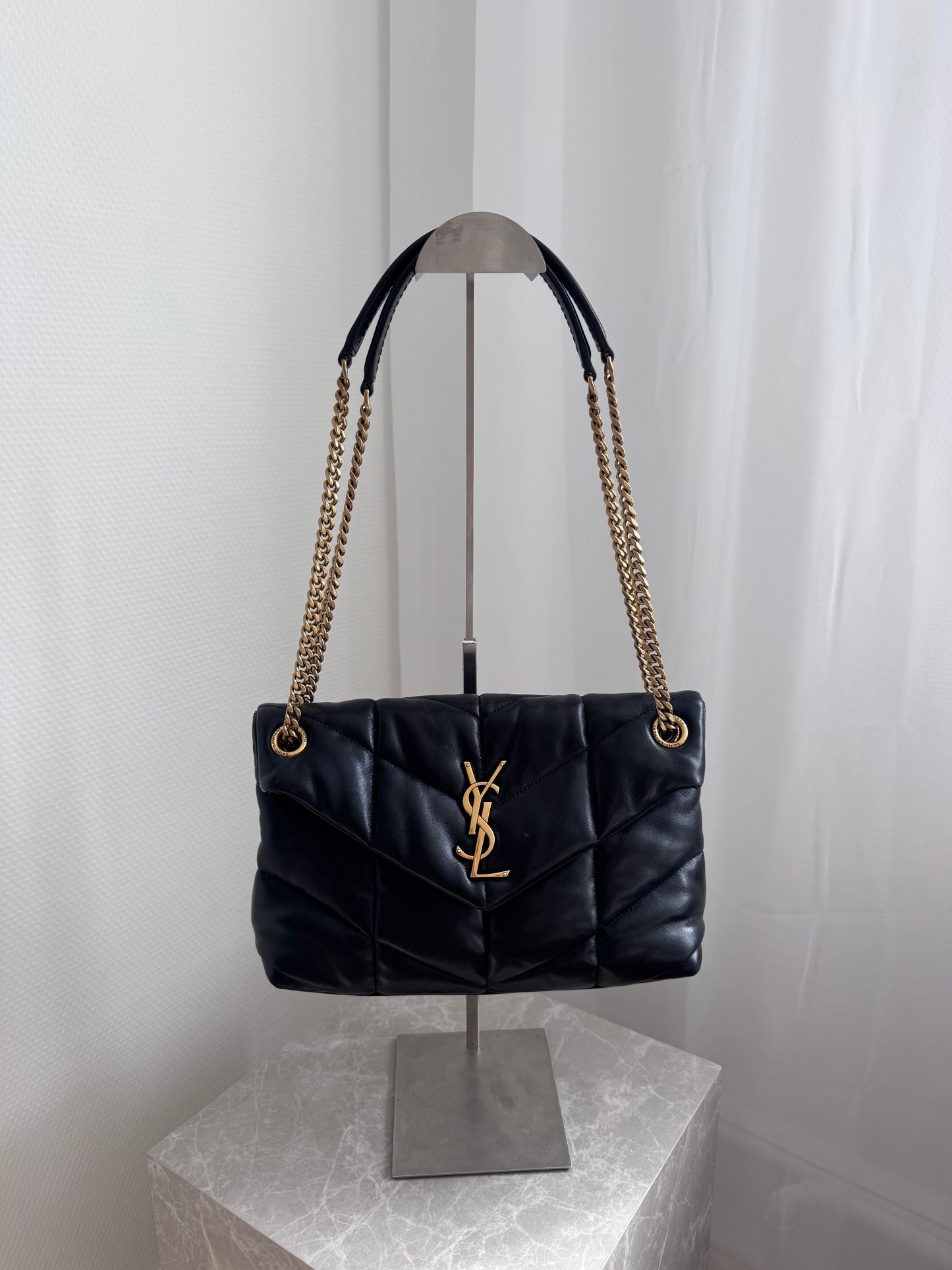 Saint Laurent Black Loulou Puffer Small