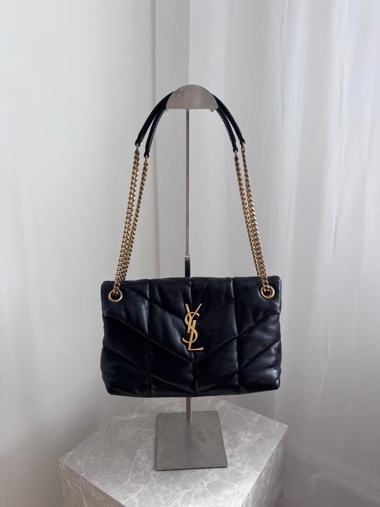 Saint Laurent Black Loulou Puffer Small