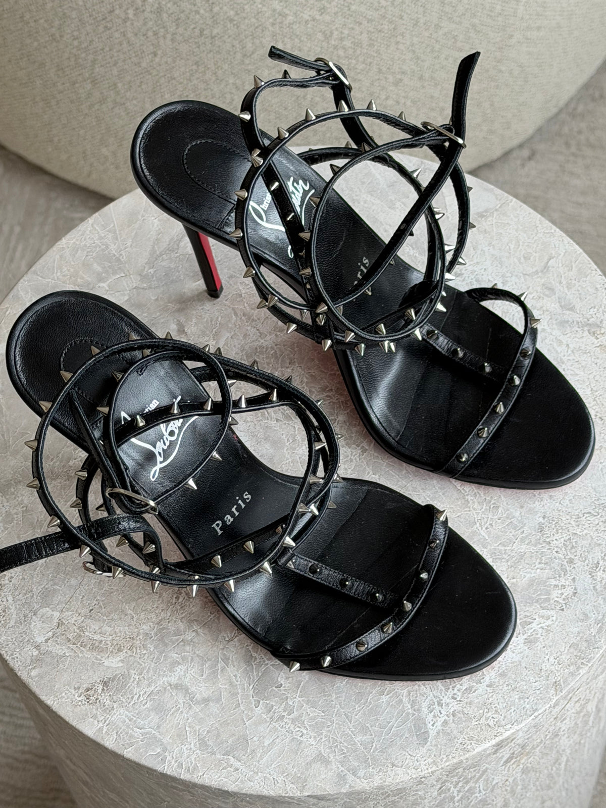 Christian Louboutin Bombina Studded Leather Sandals - 37