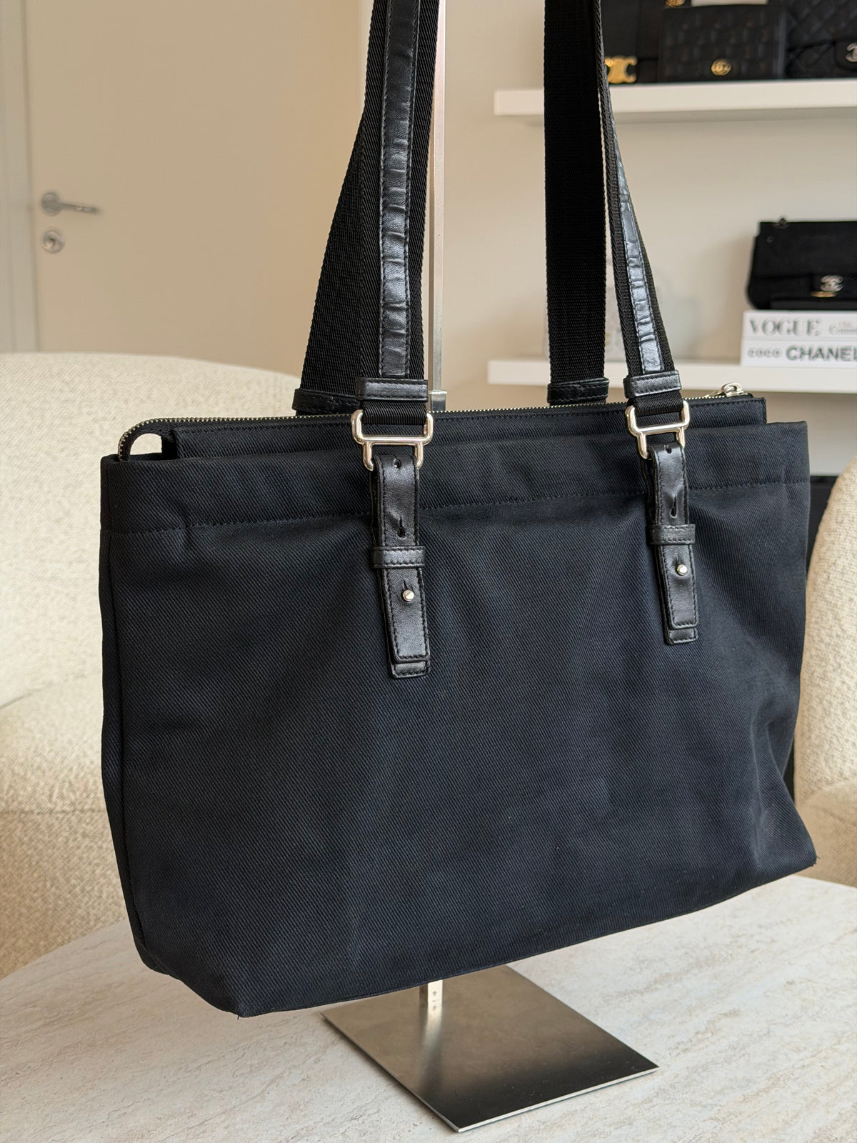 Saint Laurent YSL Black Canvas Tote Bag