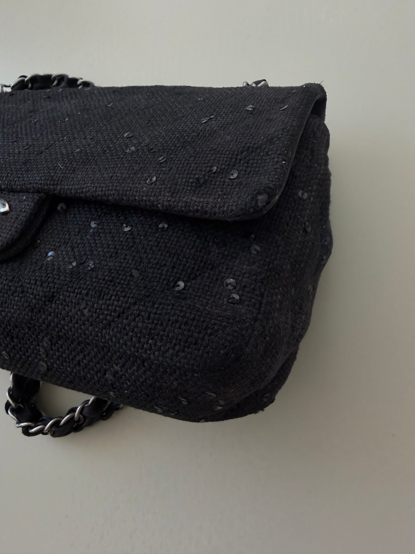 Chanel Tweed Sequin Flap Bag – Black SHW