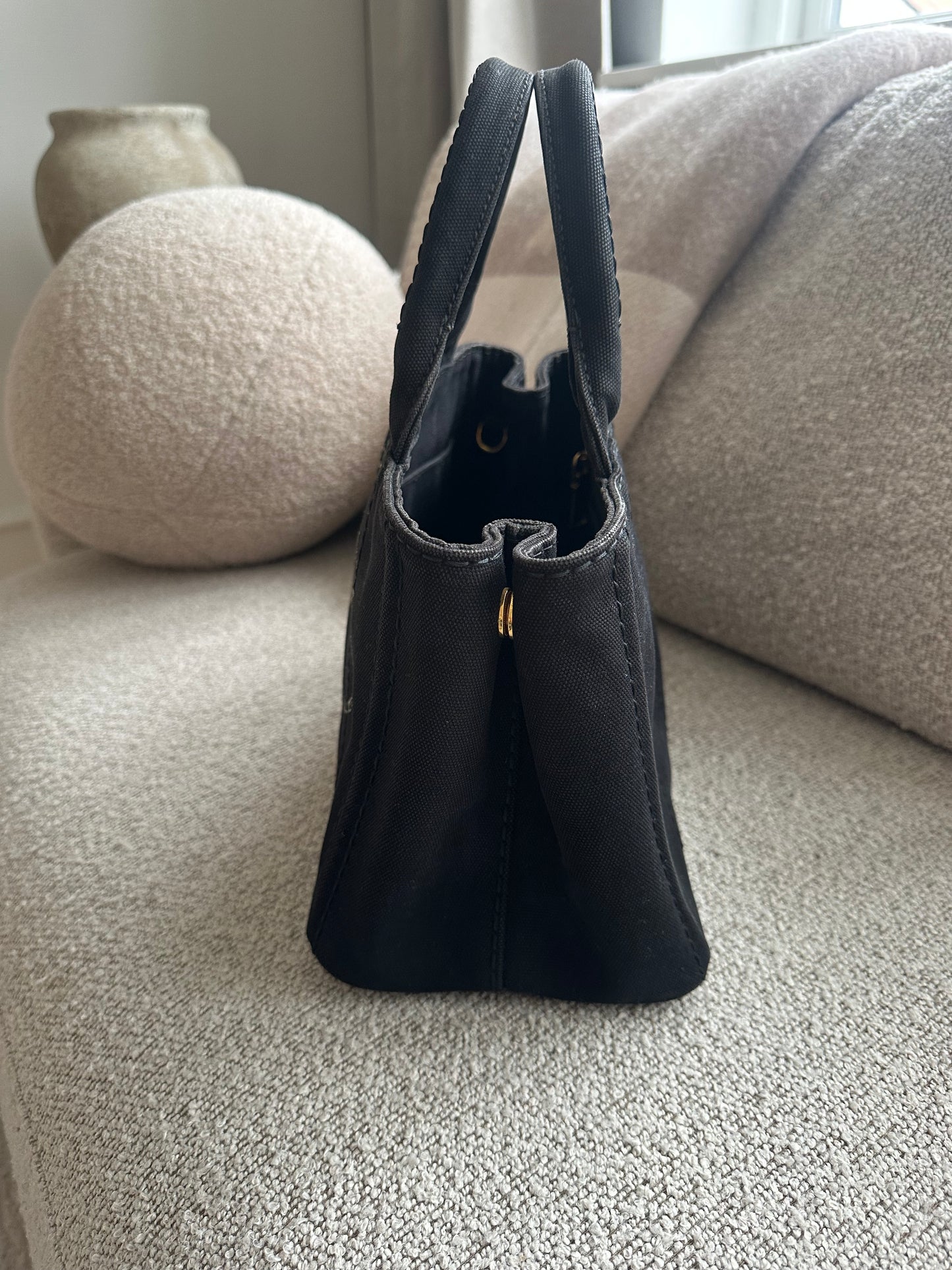 Prada Milano Canvas Mini Tote Bag - Black