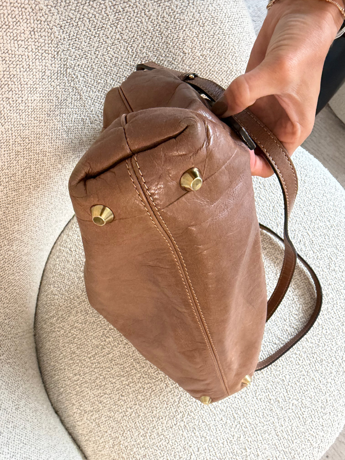 Chloé Brown Leather Handbag – Gold Hardware