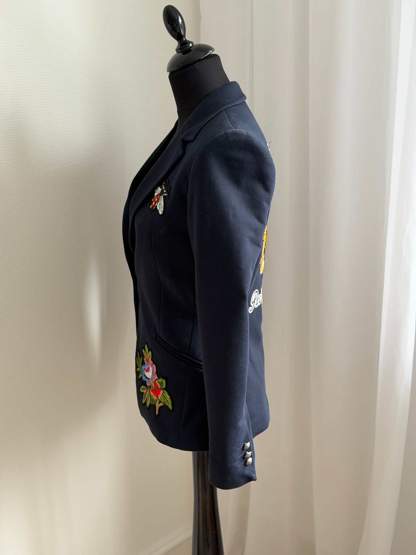 Gucci Embroidered Blazer Navy – Str. S
