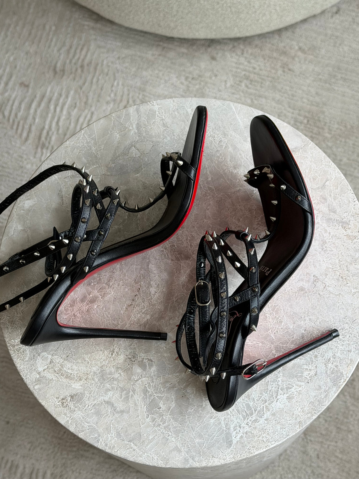 Christian Louboutin Bombina Studded Leather Sandals - 37