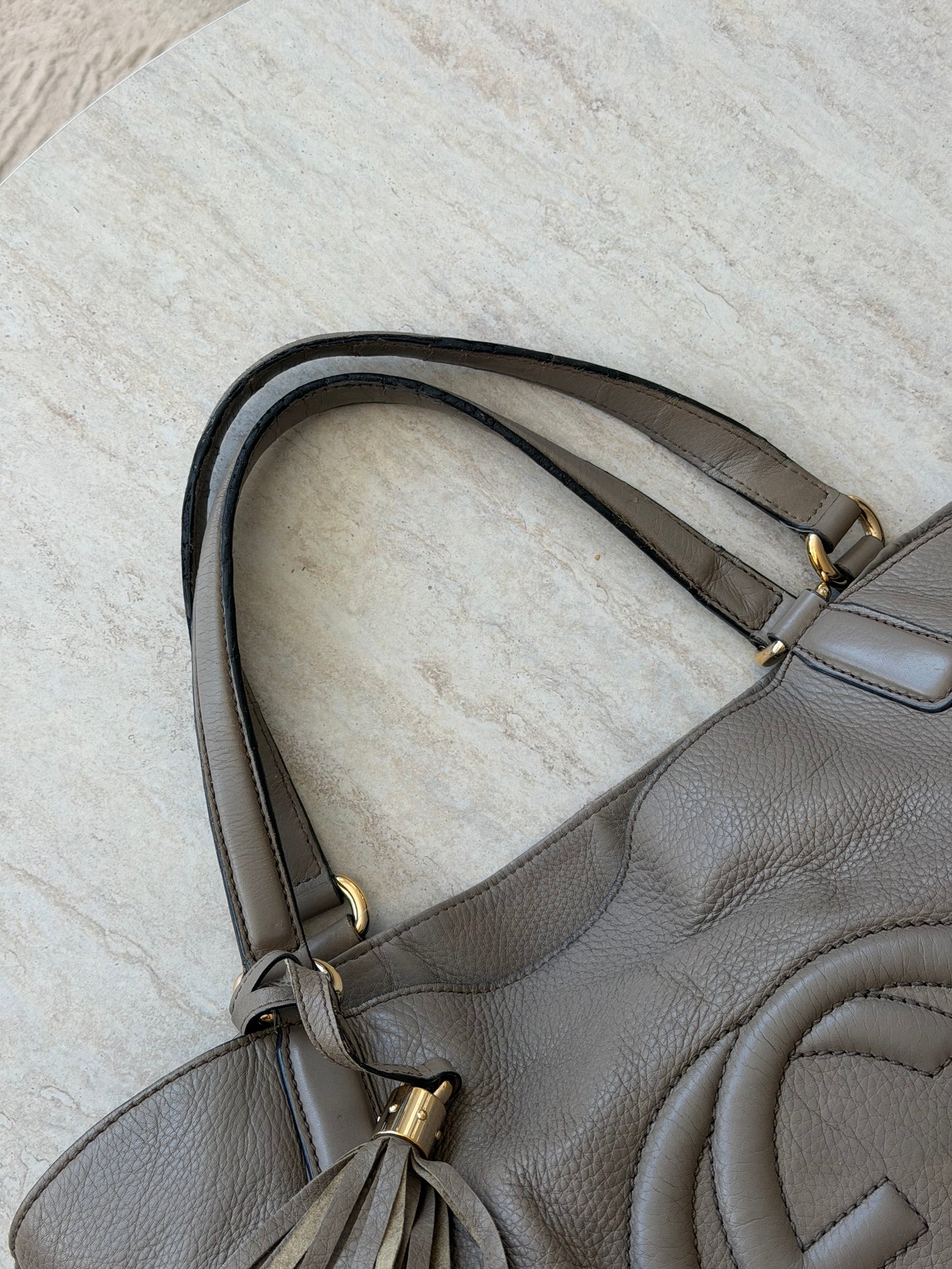 Gucci Soho Leather Taupe Tote