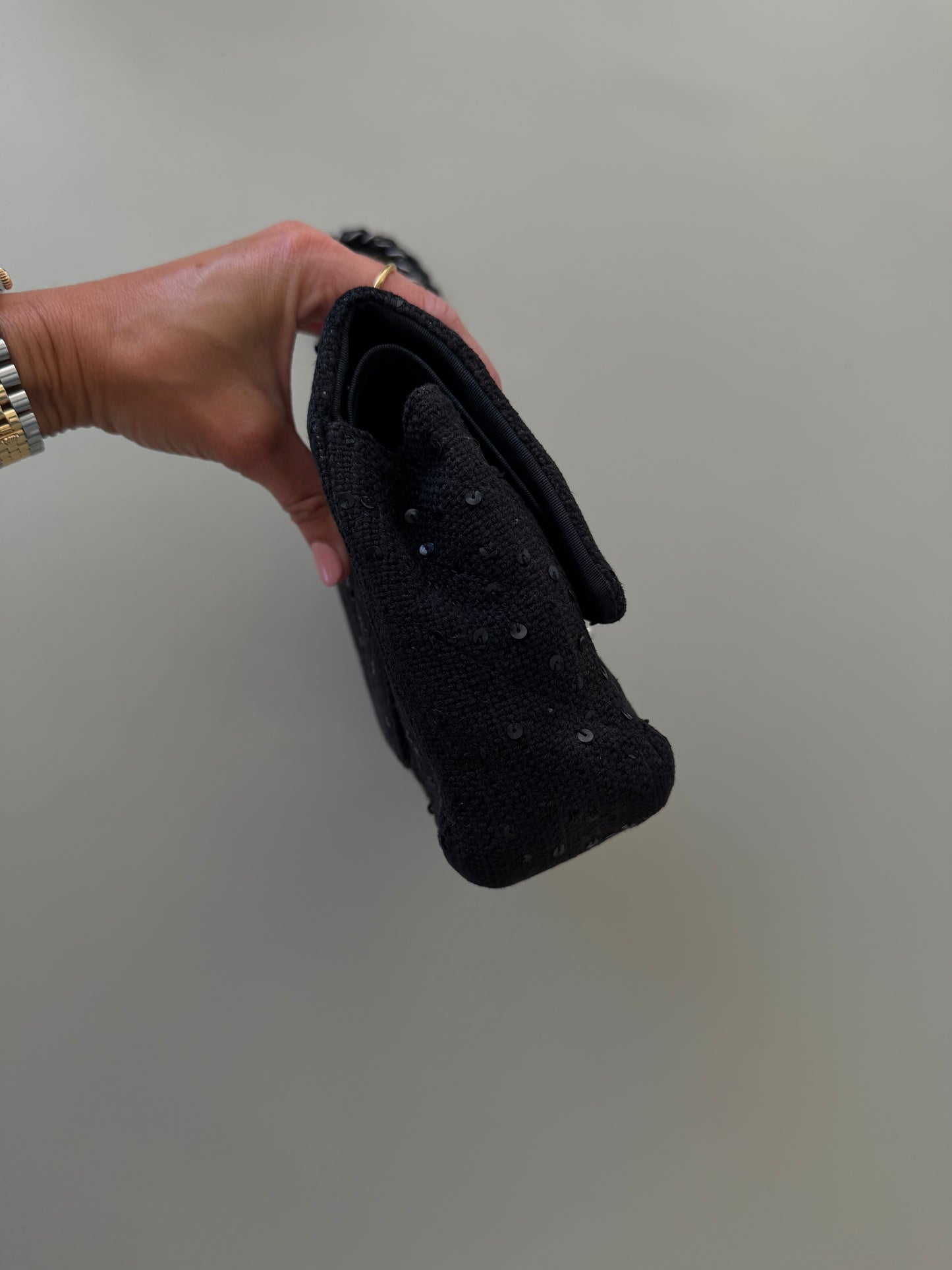 Chanel Tweed Sequin Flap Bag – Black SHW