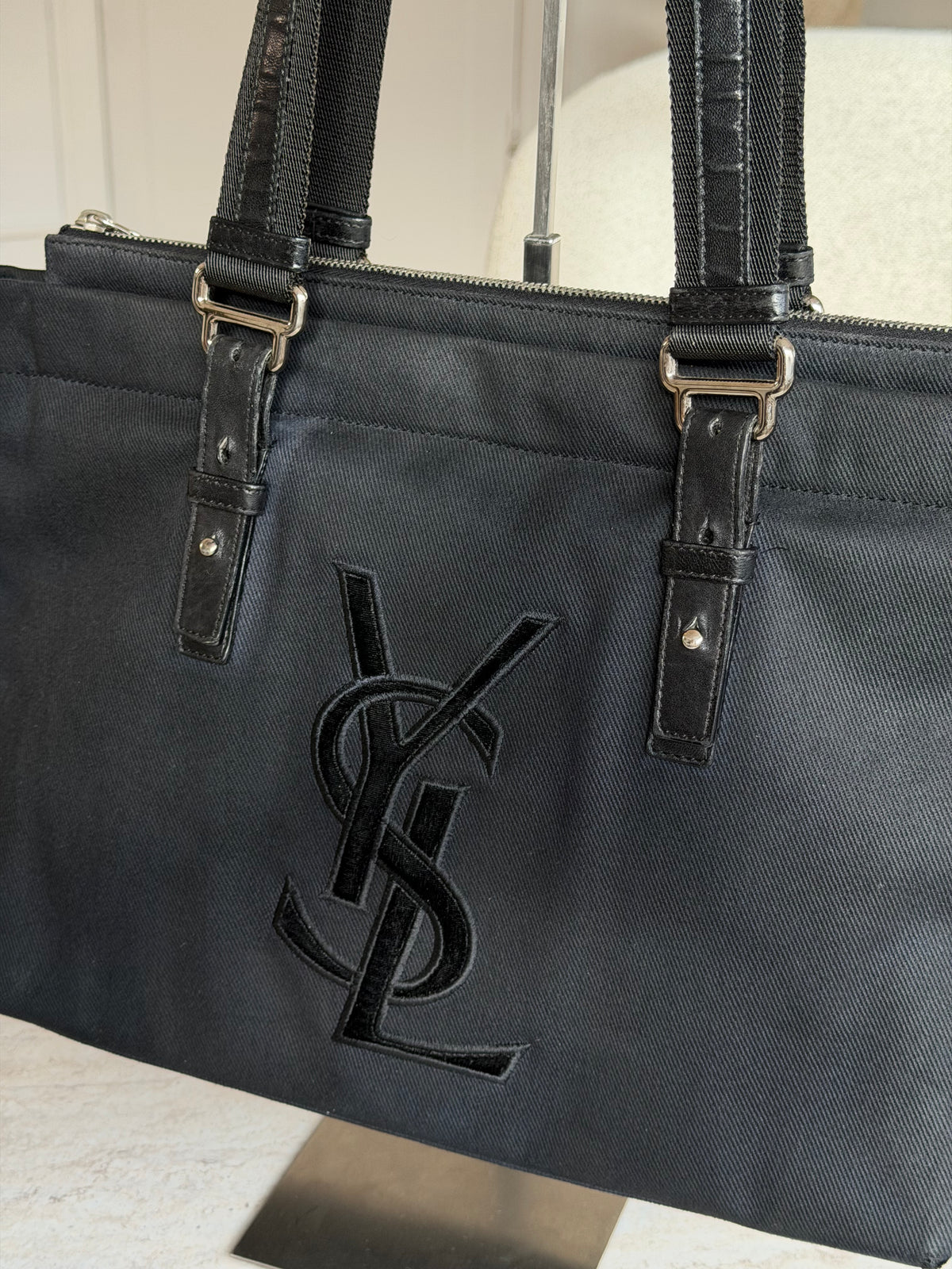 Saint Laurent YSL Black Canvas Tote Bag