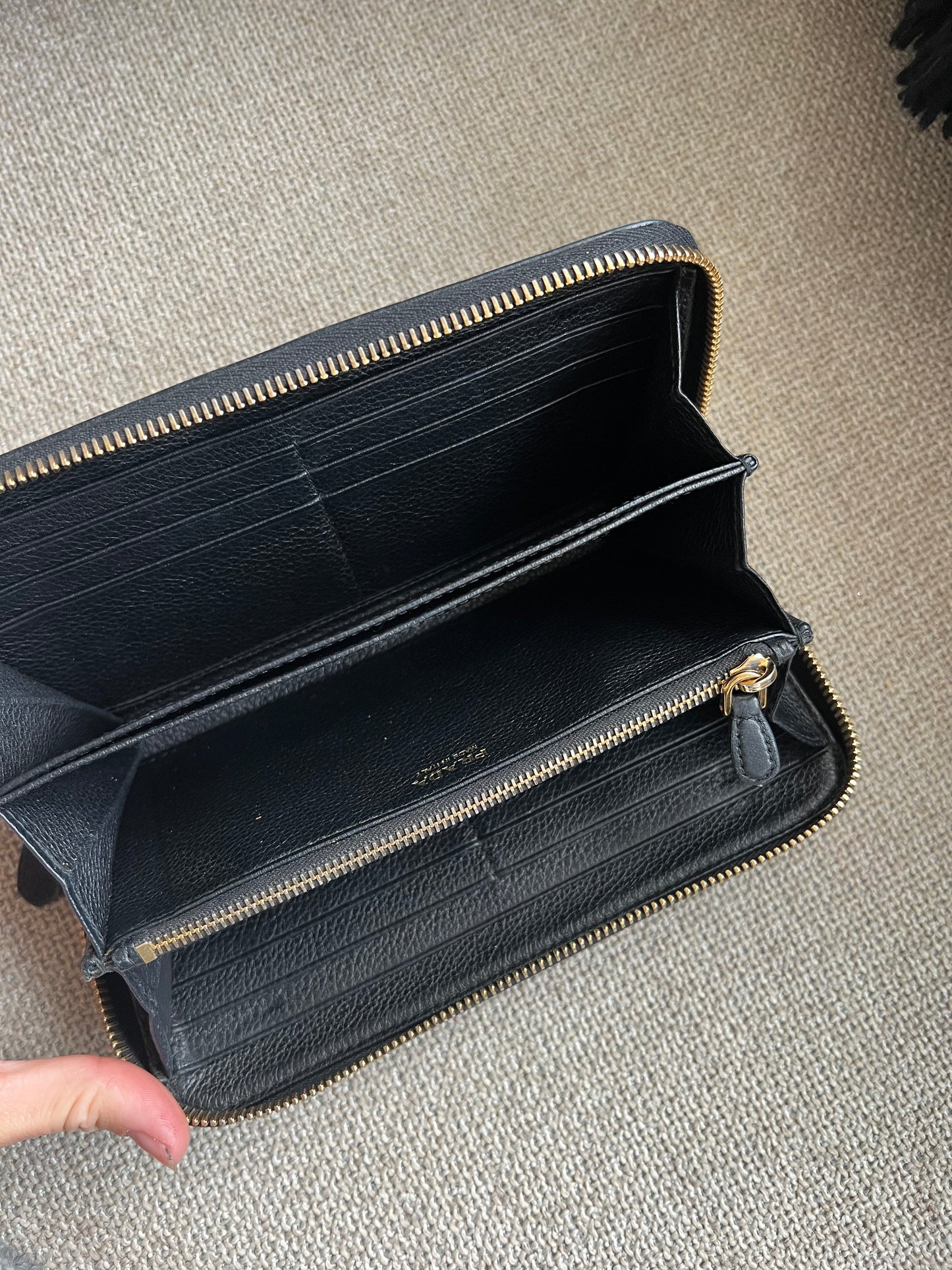 Prada Black leather Long Wallet