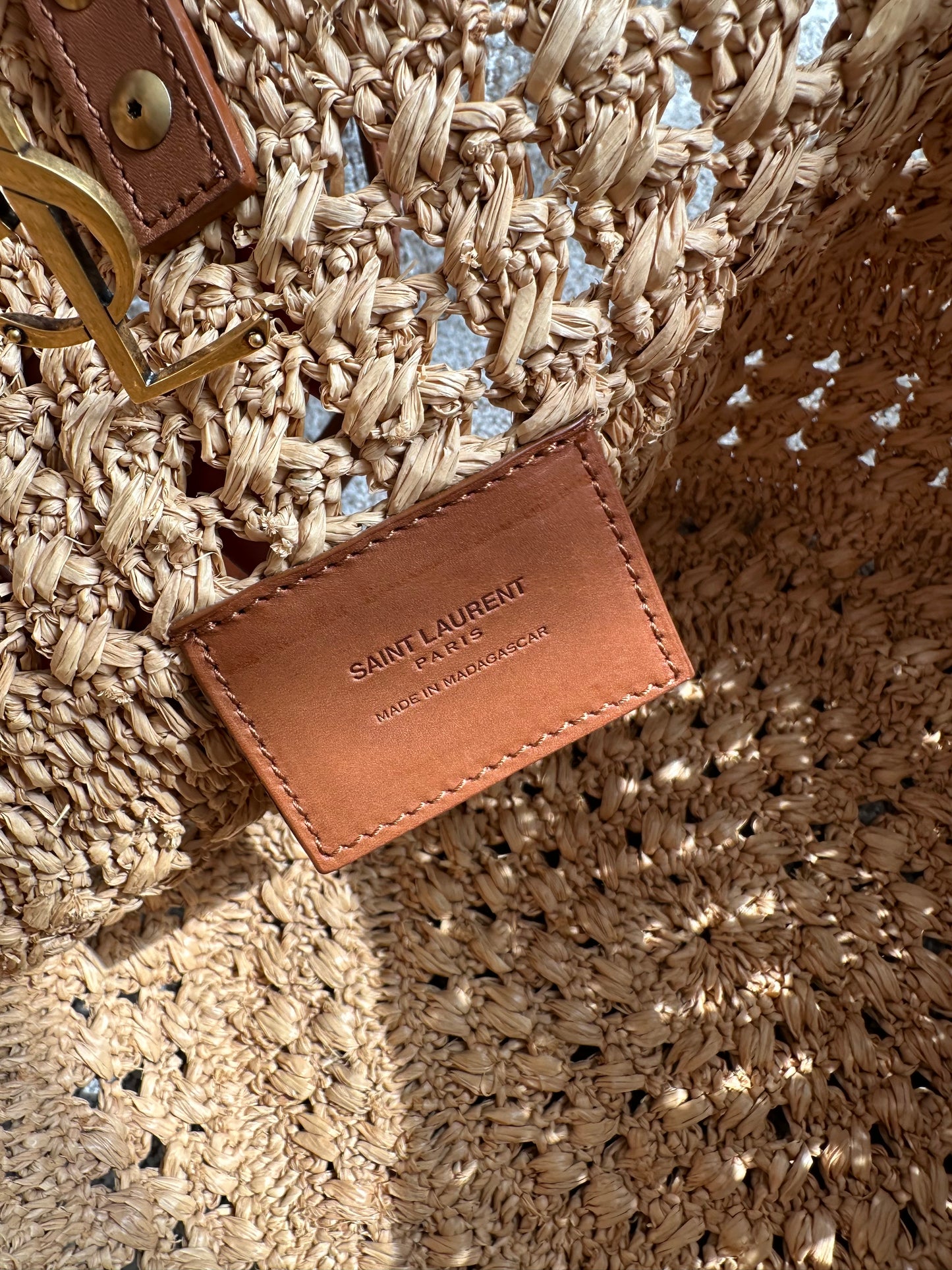 Saint Laurent Panier Raffia Tote