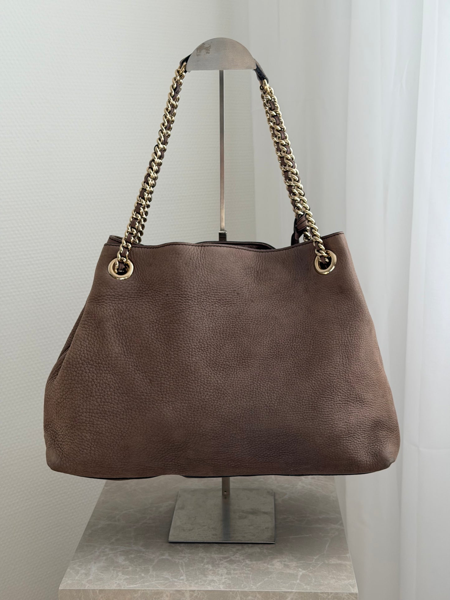 Gucci Soho Suede Tote- Taupe