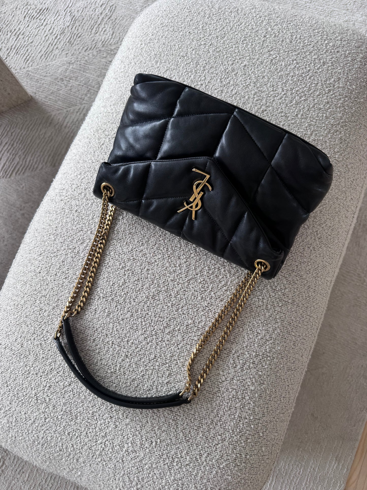 Saint Laurent Black Loulou Puffer Small