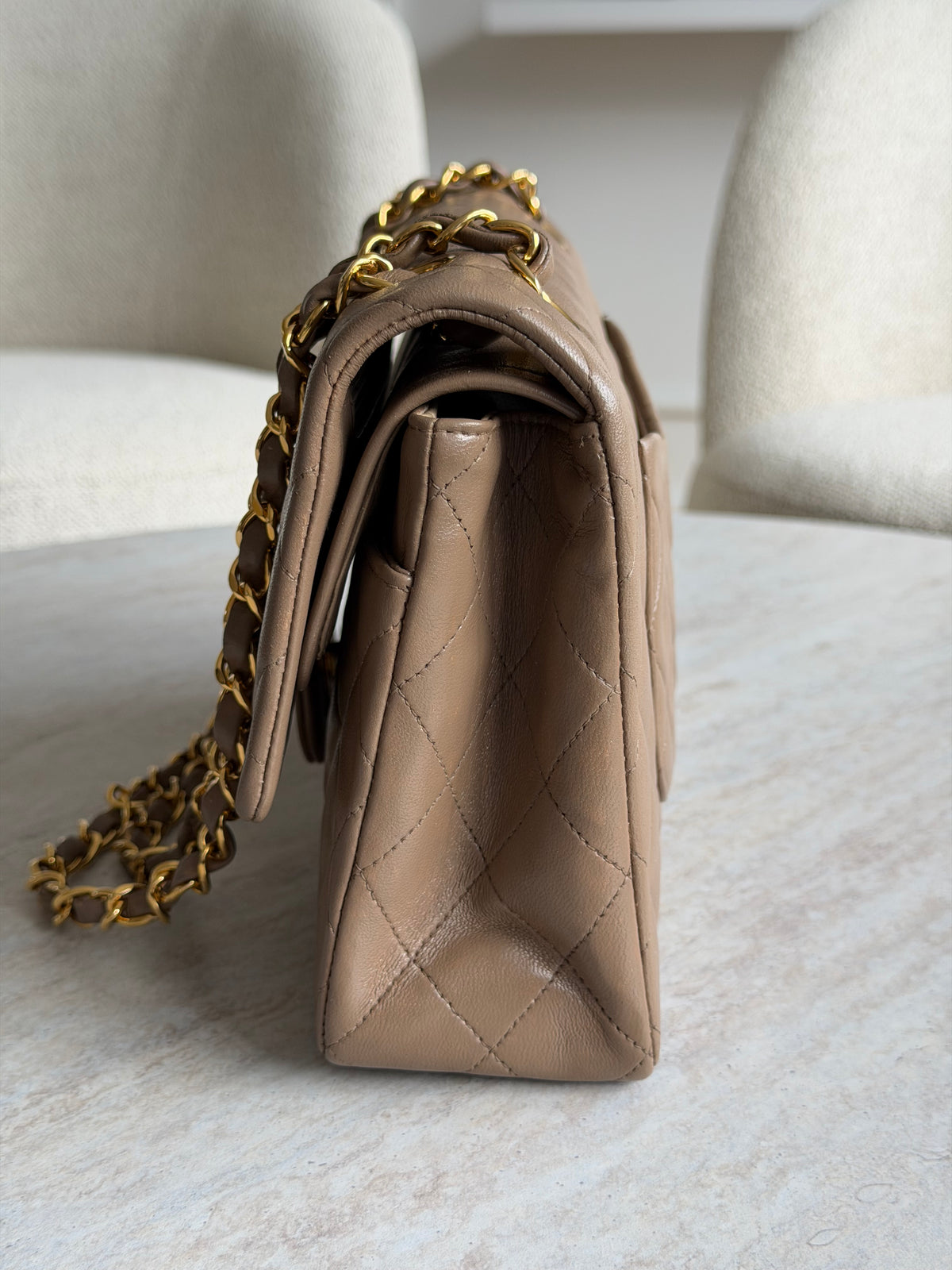 Chanel Medium Classic Double Flap – Taupe / 24K Gold-Plated Hardware