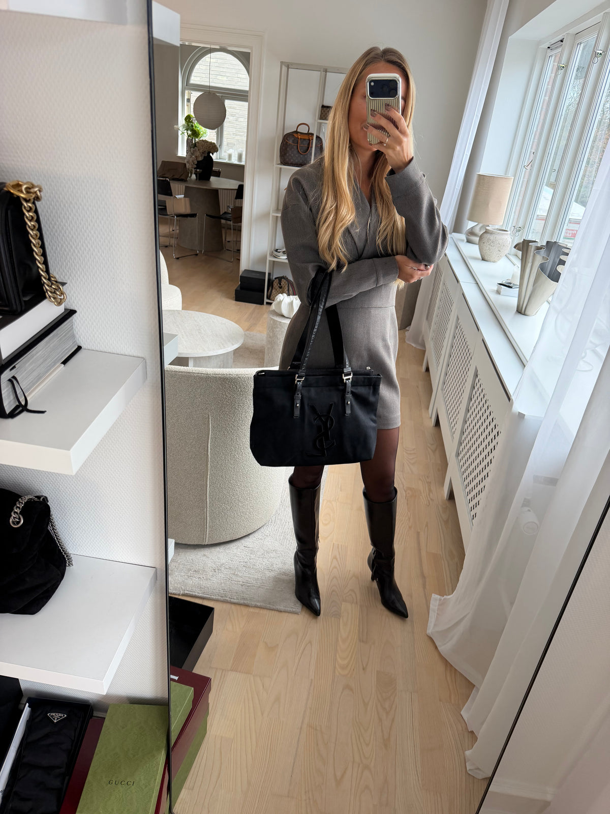 Saint Laurent YSL Black Canvas Tote Bag