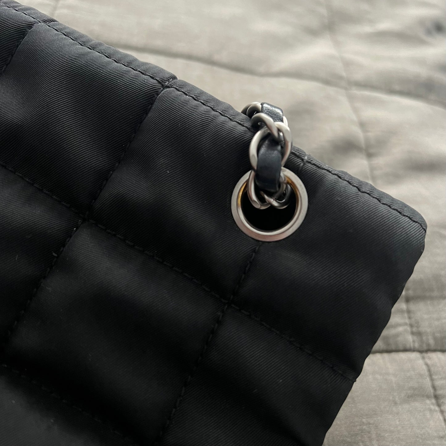 Chanel Chocolate Bar Black Nylon Bag
