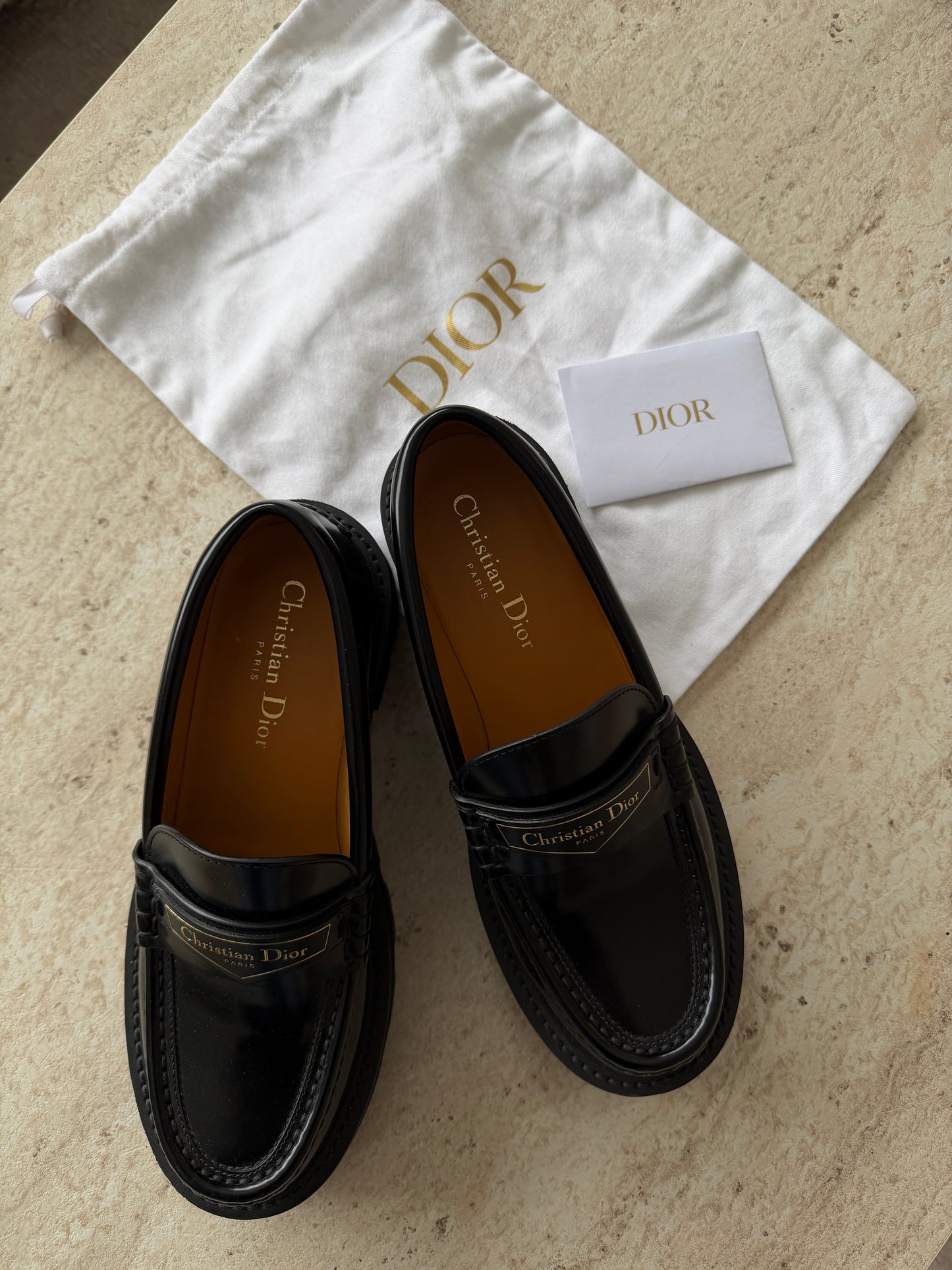 Christian Dior Black Leather Loafers