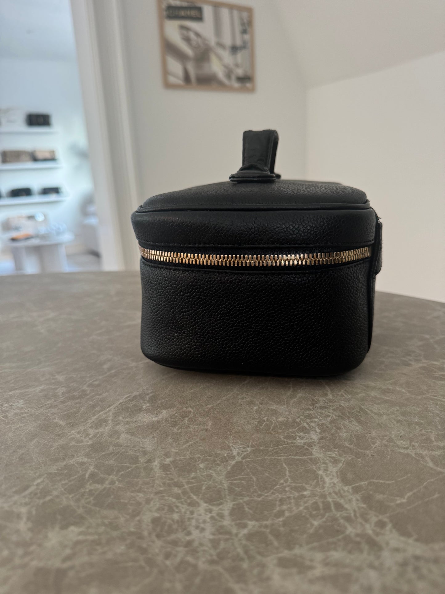 Chanel Caviar Vanity Case Cosmetic Black