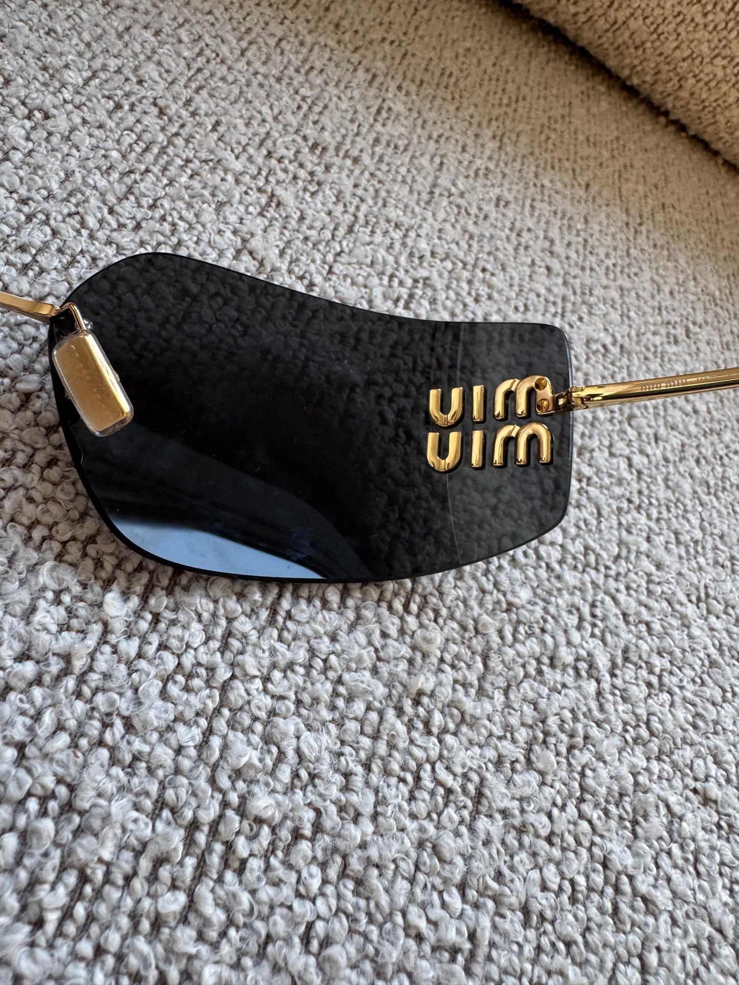 Miu Miu Shield Sunglasses – Gold Detail